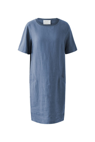 Oui Linen Cotton Midi Dress Blue - MMJs Fashion