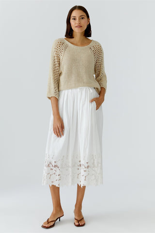 Oui Open Weave Sleeves Jumper Beige - MMJs Fashion