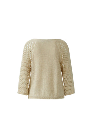 Oui Open Weave Sleeves Jumper Beige - MMJs Fashion