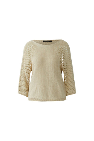 Oui Open Weave Sleeves Jumper Beige - MMJs Fashion