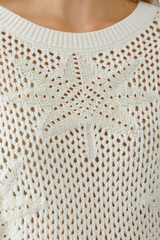 Oui Openwork Knit Jumper Ivory - MMJs Fashion
