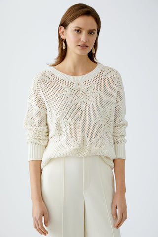 Oui Openwork Knit Jumper Ivory - MMJs Fashion