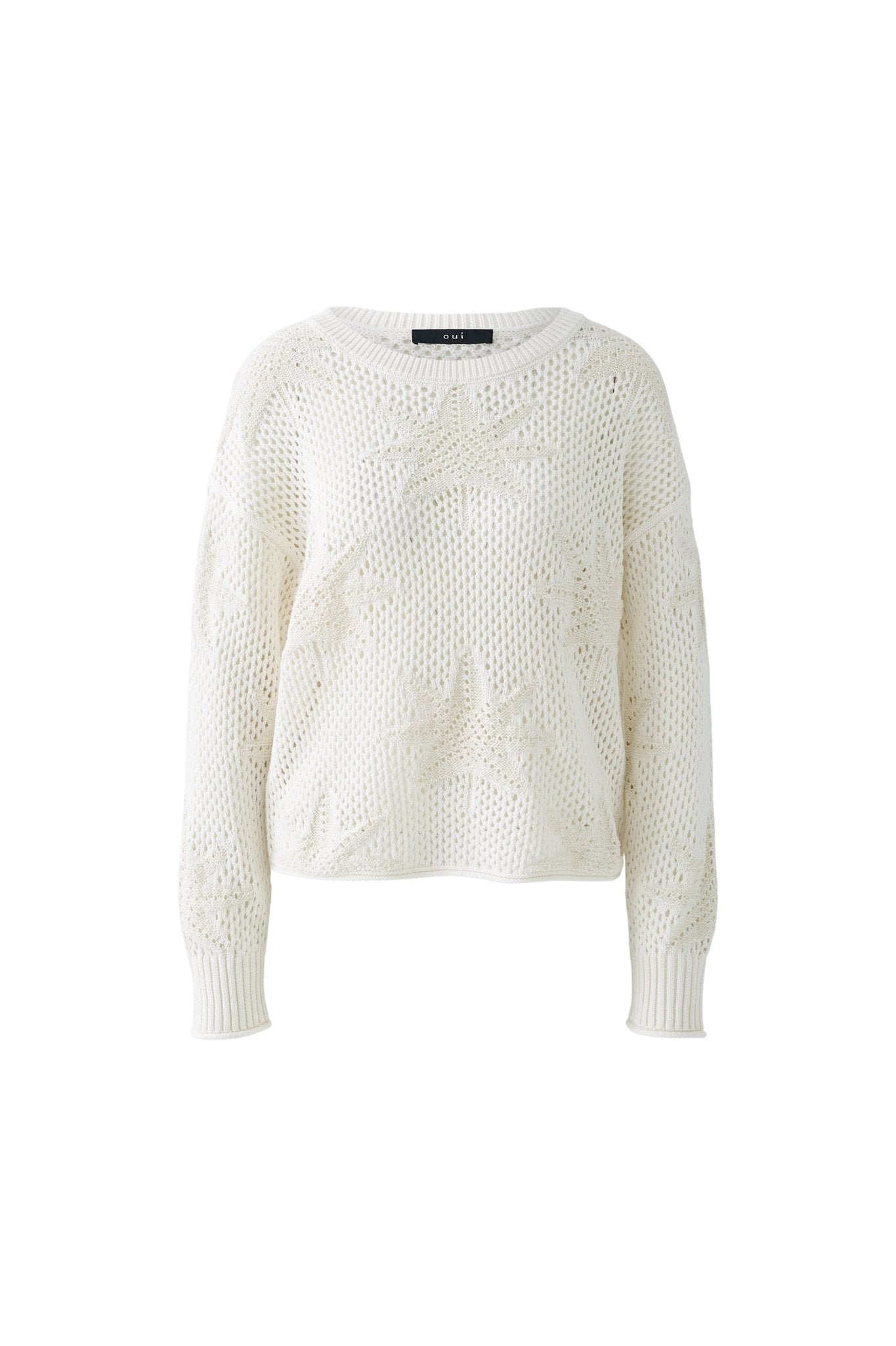 Oui Openwork Knit Jumper Ivory – MMJs Fashion - Main Image