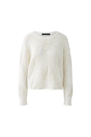 Oui Openwork Knit Jumper Ivory - MMJs Fashion