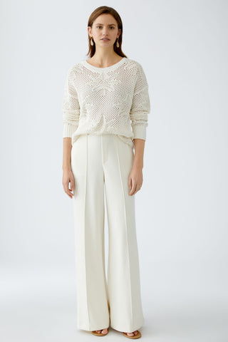 Oui Openwork Knit Jumper Ivory - MMJs Fashion