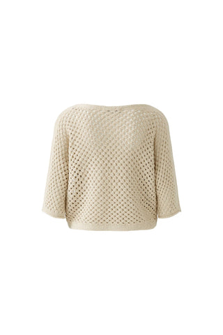 Oui Openwork Lurex Knit Jumper Beige Gold - MMJs Fashion