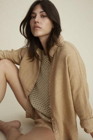 Oui Openwork Lurex Knit Jumper Beige Gold - MMJs Fashion