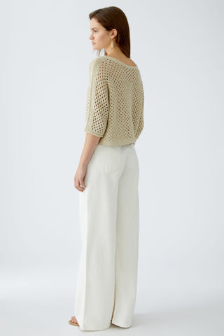 Oui Openwork Lurex Knit Jumper Beige Gold - MMJs Fashion