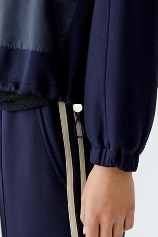 Oui Oversized Scuba Fabric Jacket Navy Blue - MMJs Fashion
