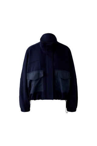 Oui Oversized Scuba Fabric Jacket Navy Blue - MMJs Fashion