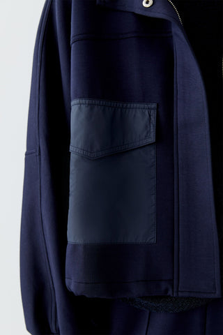 Oui Oversized Scuba Fabric Jacket Navy Blue - MMJs Fashion