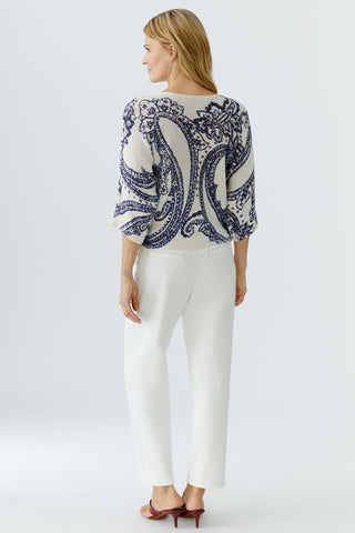 Oui Paisley Print Jumper Blue White - MMJs Fashion