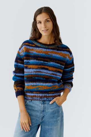 Oui Patterned Jumper Blue Brown - MMJs Fashion
