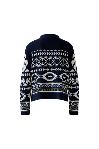 Oui Patterned Jumper Navy Blue Ivory - MMJs Fashion
