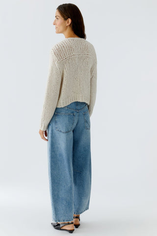 Oui Pocket Flap Cardigan Beige Melange - MMJs Fashion