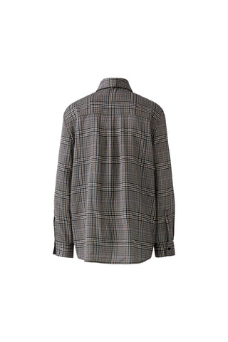 Oui Pussy Bow Checked Blouse Brown Ivory - MMJs Fashion