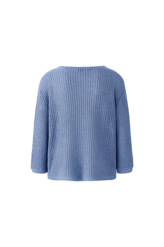 Oui Ribbed Knit Round Neck Jumper Blue - MMJs Fashion