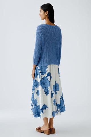 Oui Ribbed Knit Round Neck Jumper Blue - MMJs Fashion