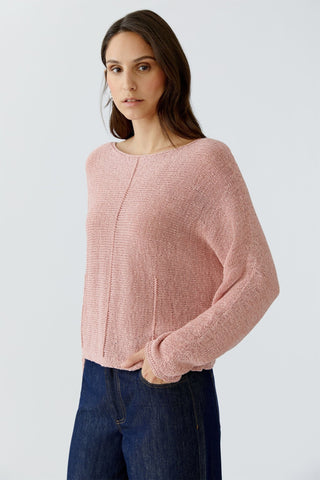 Oui Ribbon Yarn Boat Neck Jumper Pink - MMJs Fashion