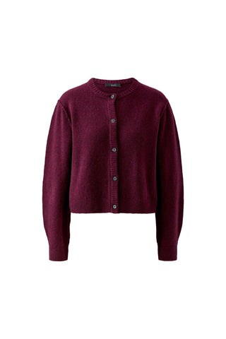 Oui Round Neck Cardigan Berry Red Ilaya - MMJs Fashion