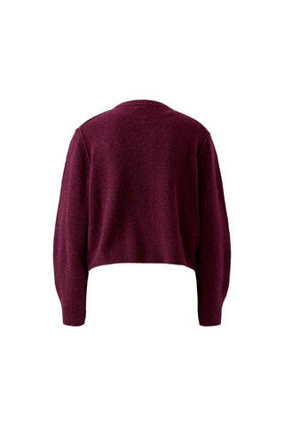 Oui Round Neck Cardigan Berry Red Ilaya - MMJs Fashion