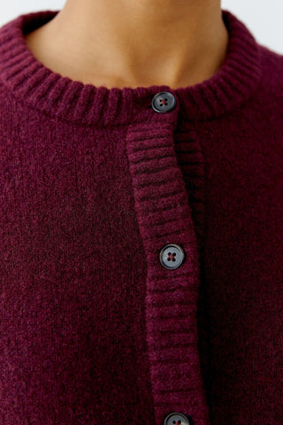 Oui Round Neck Cardigan Berry Red Ilaya - MMJs Fashion