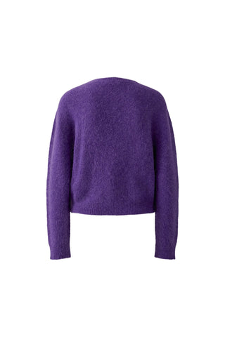 Oui Round Neck Fluffy Jumper Purple 98999 - MMJs Fashion