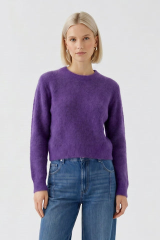 Oui Round Neck Fluffy Jumper Purple 98999 - MMJs Fashion