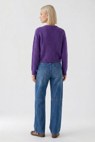 Oui Round Neck Fluffy Jumper Purple 98999 - MMJs Fashion