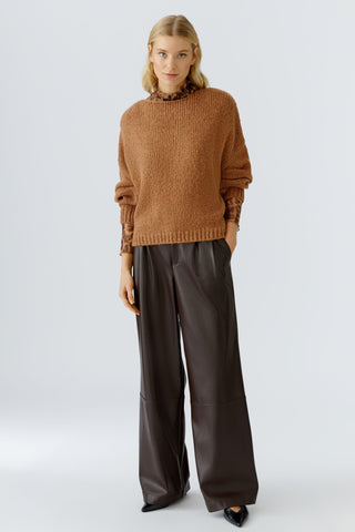 Oui Round Neck Jumper Brown - MMJs Fashion