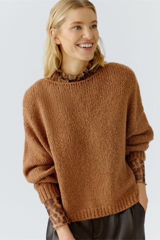 Oui Round Neck Jumper Brown - MMJs Fashion