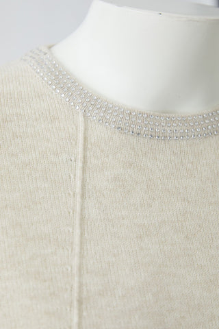 Oui Round Neck Jumper Ivory Melange - MMJs Fashion