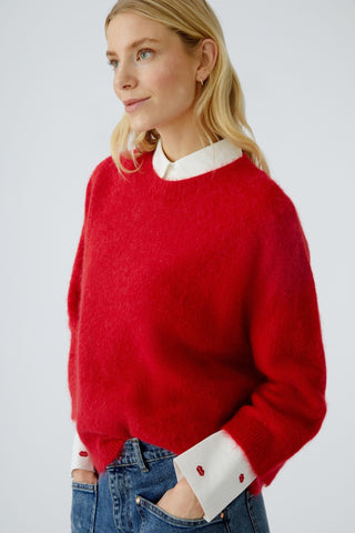 Oui Round Neck Jumper Red - MMJs Fashion