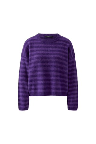Oui Round Neck Striped Jumper Purple - MMJs Fashion