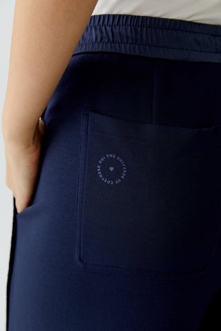 Oui Scuba Barrel Leg Trousers Navy Blue - MMJs Fashion