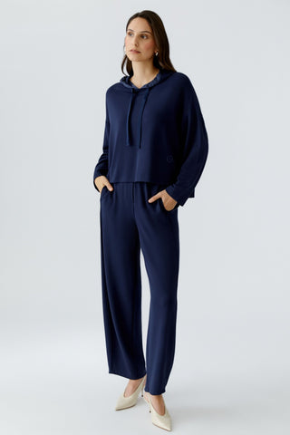 Oui Scuba Barrel Leg Trousers Navy Blue - MMJs Fashion