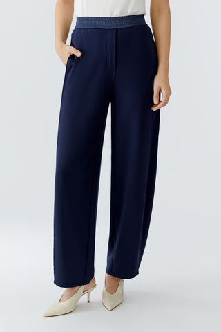 Oui Scuba Barrel Leg Trousers Navy Blue - MMJs Fashion