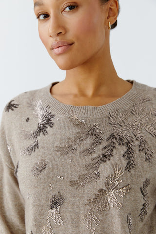 Oui Sequin Embellished Jumper Beige - MMJs Fashion