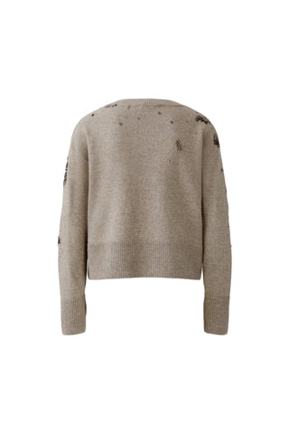 Oui Sequin Embellished Jumper Beige - MMJs Fashion