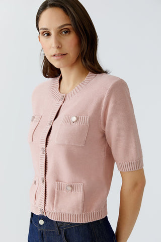 Oui Short Sleeve Cardigan Pink - MMJs Fashion