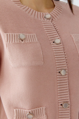 Oui Short Sleeve Cardigan Pink - MMJs Fashion