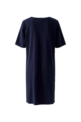 Oui Short Sleeve Linen Dress Navy Blue - MMJs Fashion