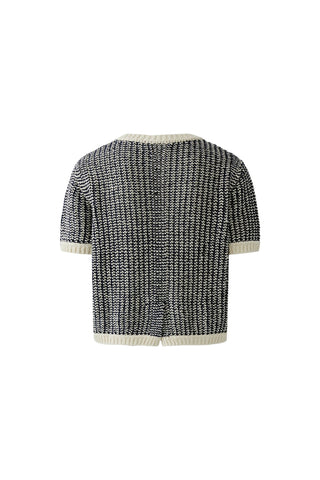 Oui Short Sleeved Jumper Blue White - MMJs Fashion