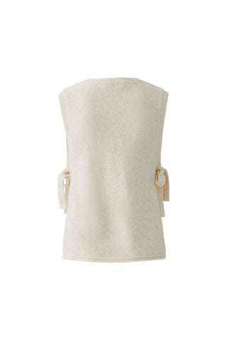 Oui Sleeveless Jumper with Tie Sides Ivory - MMJs Fashion
