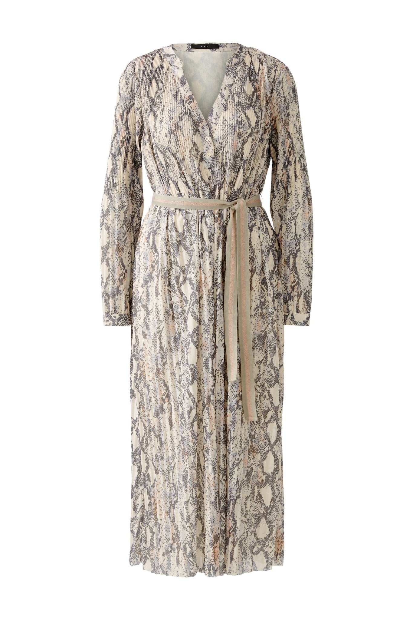 Oui Snake Print Dress Grey Beige Pink MMJs Fashion Oui Snake Print Dress Grey Beige Pink MMJs Fashion
