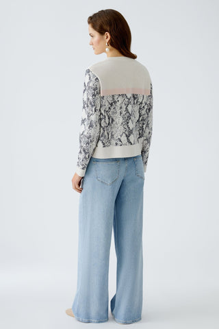 Oui Snake Print Jumper Ivory Grey Pink - MMJs Fashion