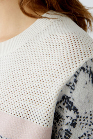 Oui Snake Print Jumper Ivory Grey Pink - MMJs Fashion
