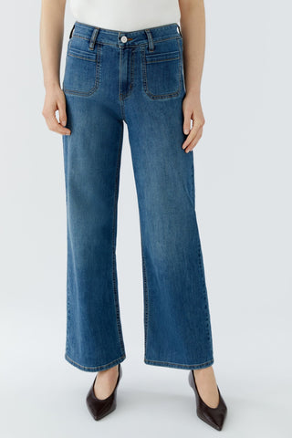 Oui Straight Leg Patch Pocket Jeans Blue 100281 - MMJs Fashion