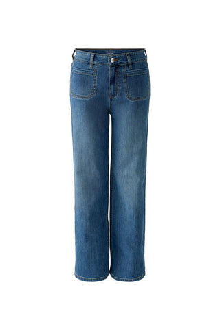 Oui Straight Leg Patch Pocket Jeans Blue 100281 - MMJs Fashion