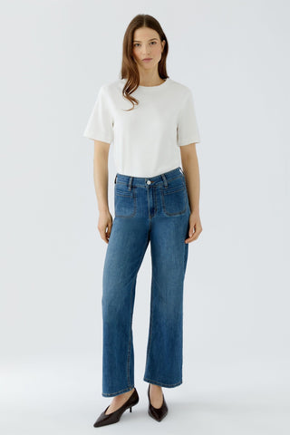 Oui Straight Leg Patch Pocket Jeans Blue 100281 - MMJs Fashion